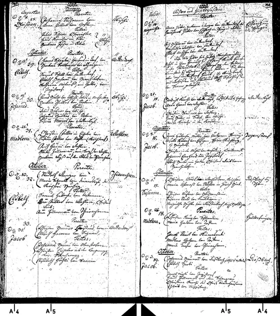 Baptism 8 Aug 1790 (no. 28) of Christian , son of Johannes Stutzmann and Anna Feller, of Uebeschi (Maria's full brother)
