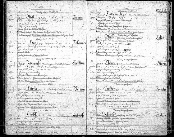 No. 32 of 1839: Friedrich, b. 21 Aug 1839; godfather Johannes Stutzmann of Uebeschi