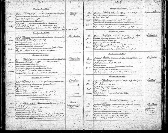 Baptism no. 16 of 1846, Amsoldingen: Susanna Catharina , born 15 May 1846, baptised Friday 5 June 1846, daughter of Christian Hirschi (Peter's son, of…