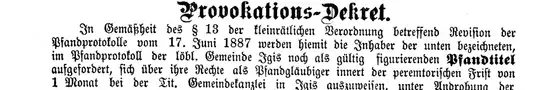 The Pfandtitel Nr. 35 entry and the decree's heading, cropped