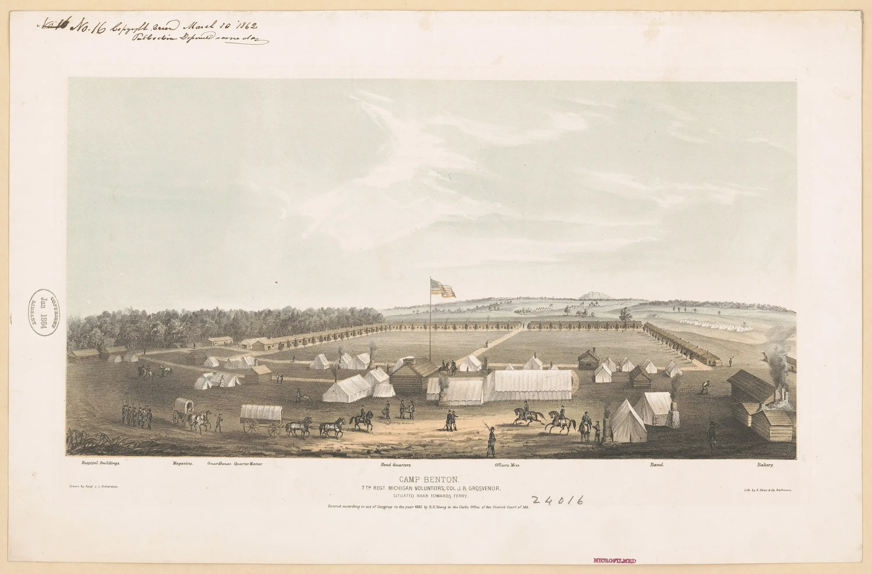 "Camp Benton", St. Louis: the parade ground, barracks and tents of the camp that became Benton Barracks, where Luzius and Leonhard Hegnauer's 4th Missouri…